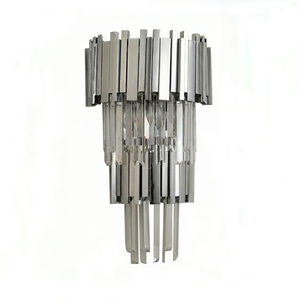 Empire Crystal Wall Lamp - Studio White Background Chrome Finish Frontal View Unlit | HoaiLamp