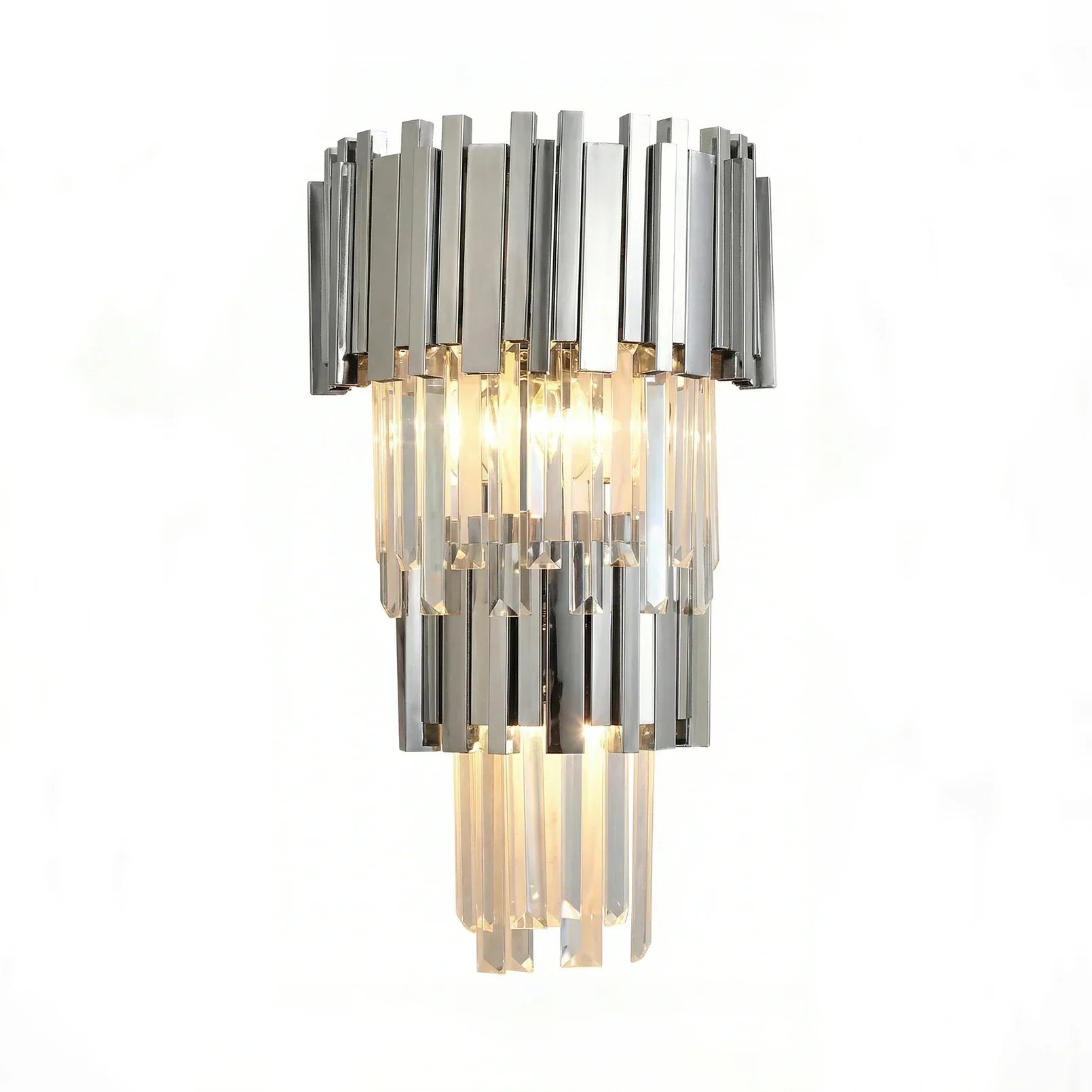 Empire Crystal Wall Lamp - Studio White Background Chrome Finish Illuminated | HoaiLamp