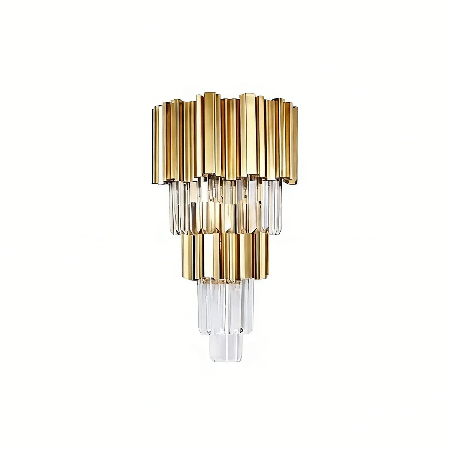 Empire Crystal Wall Lamp - Studio White Background Gold Finish Frontal Unlit | HoaiLamp