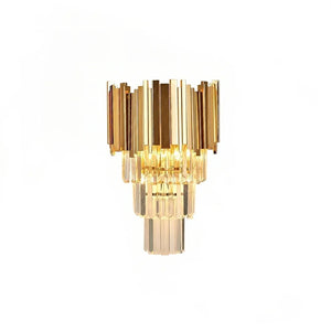 Empire Crystal Wall Lamp - Studio White Background Gold Finish Illuminated | HoaiLamp