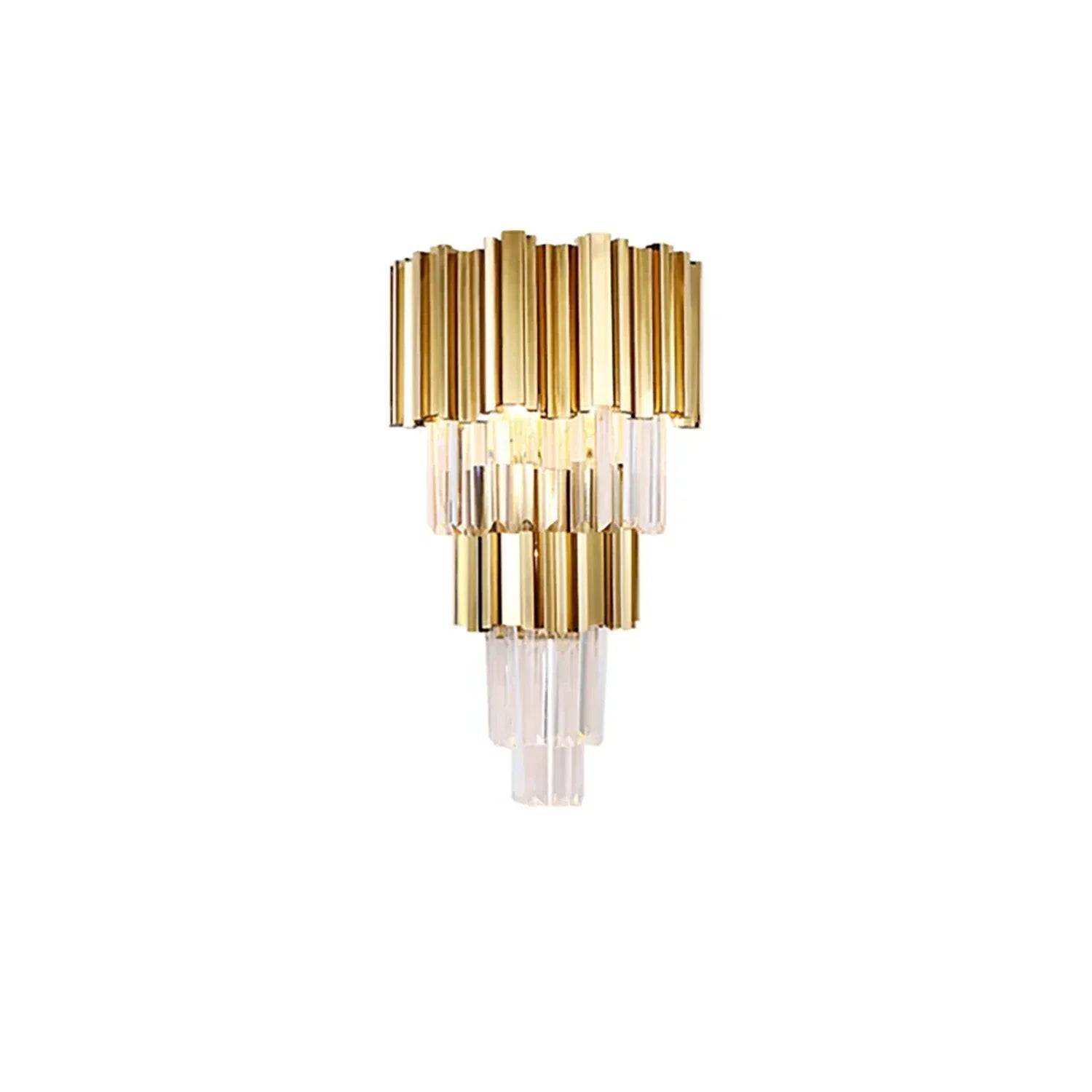 Empire Crystal Wall Lamp - Studio White Background Gold Finish Illuminated | HoaiLamp