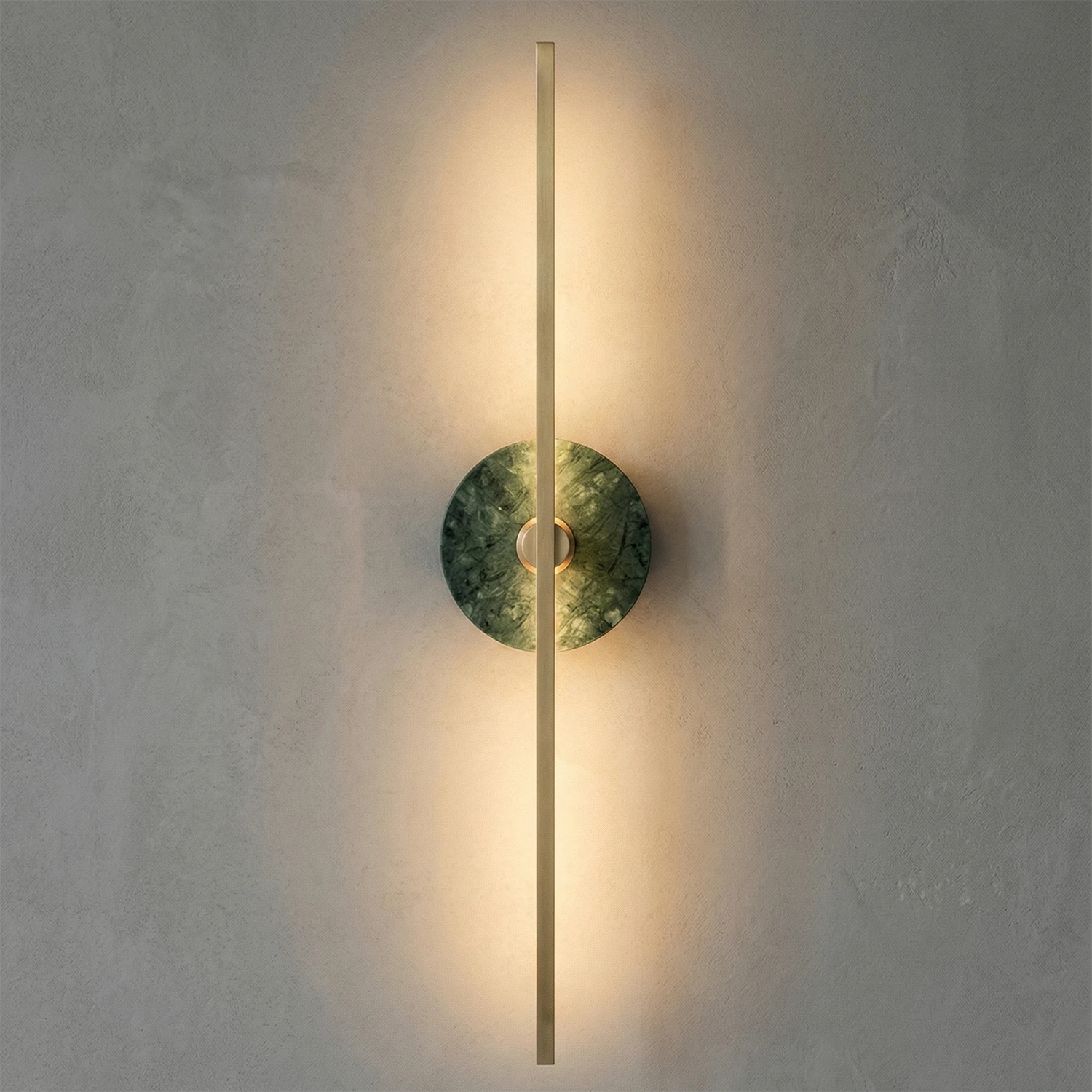 Essential Alabaster Brass Wall Sconce - Vibrant Green Backlit Detail | HoaiLamp