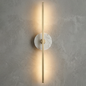 Essential Alabaster Brass Wall Sconce - Soft Glow on Dark Background | HoaiLamp