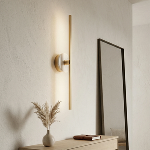 Essential Alabaster Brass Wall Sconce - Elegant Entryway Profile | HoaiLamp
