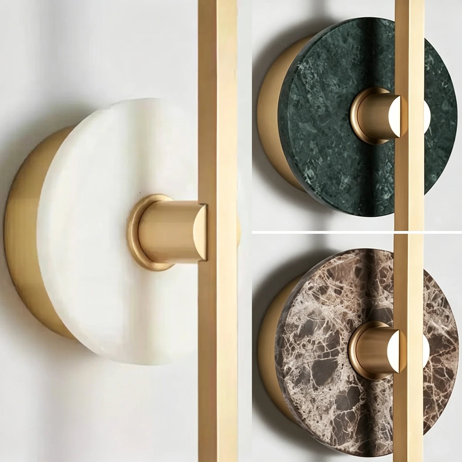 Essential Alabaster Brass Wall Sconce
 - Multi-Material Alabaster & Marble Detail | HoaiLamp