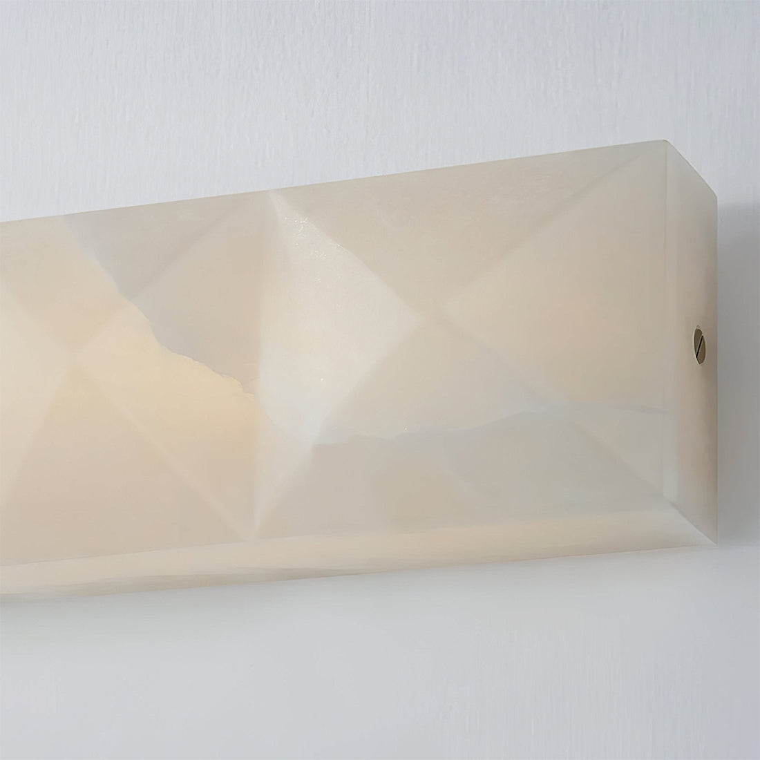 Faceted Alabaster Wall Sconce - Close Up Lit Geometric Pyramid Facets | HoaiLamp