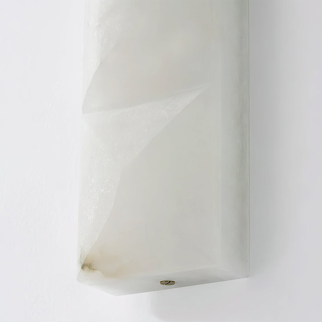 Faceted Alabaster Wall Sconce - Macro Corner Edge Brass Screw Hardware Detail | HoaiLamp