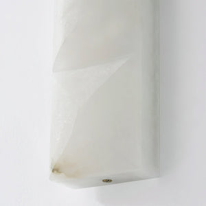 Faceted Alabaster Wall Sconce - Macro Corner Edge Brass Screw Hardware Detail | HoaiLamp