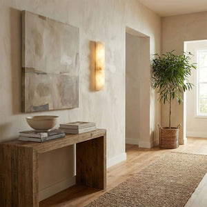 Faceted Alabaster Wall Sconce - Textured Corridor Plaster Wall Abstract Painting | HoaiLamp