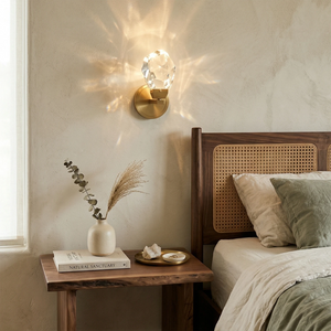 Faceted Crystal Masonry Wall Sconce - Serene Bedside Ambiance | HoaiLamp