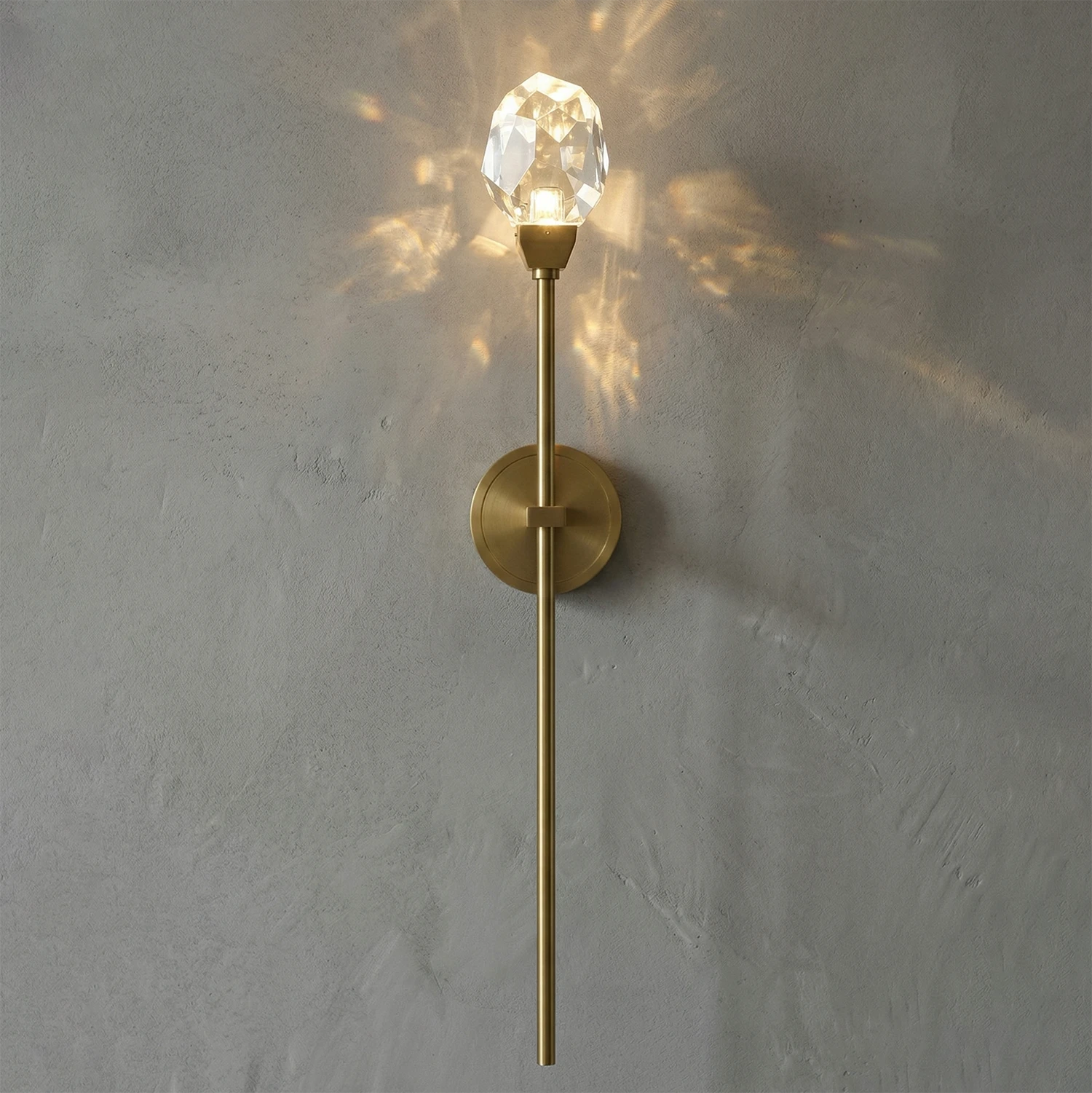 Faceted Crystal Masonry Wall Sconce - Radiant Stucco Ambiance | HoaiLamp