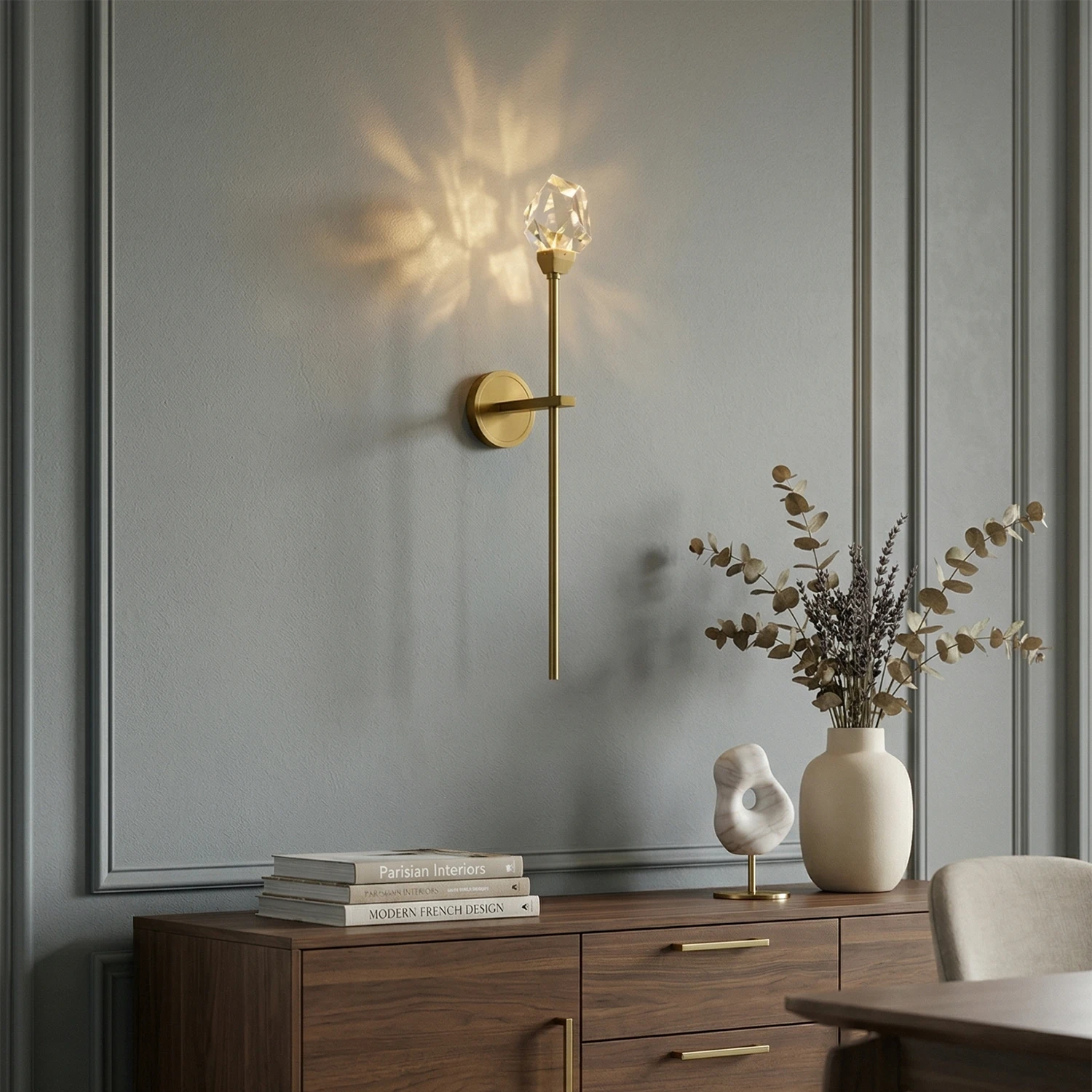Faceted Crystal Masonry Wall Sconce - Sophisticated Salon Focus | HoaiLamp