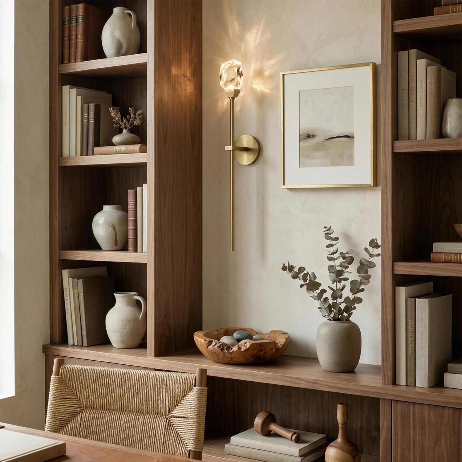 Faceted Crystal Masonry Wall Sconce - Intellectual Library Glow | HoaiLamp