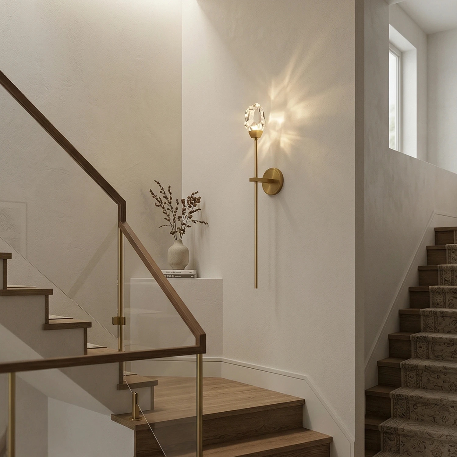 Faceted Crystal Masonry Wall Sconce - Grand Staircase Perspective | HoaiLamp