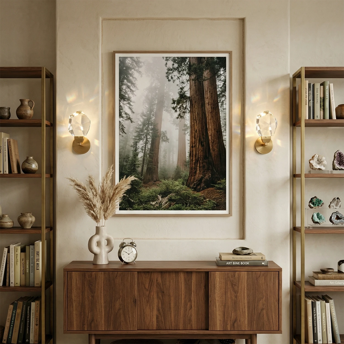 Faceted Crystal Masonry Wall Sconce - Symmetrical Art Gallery Layout | HoaiLamp