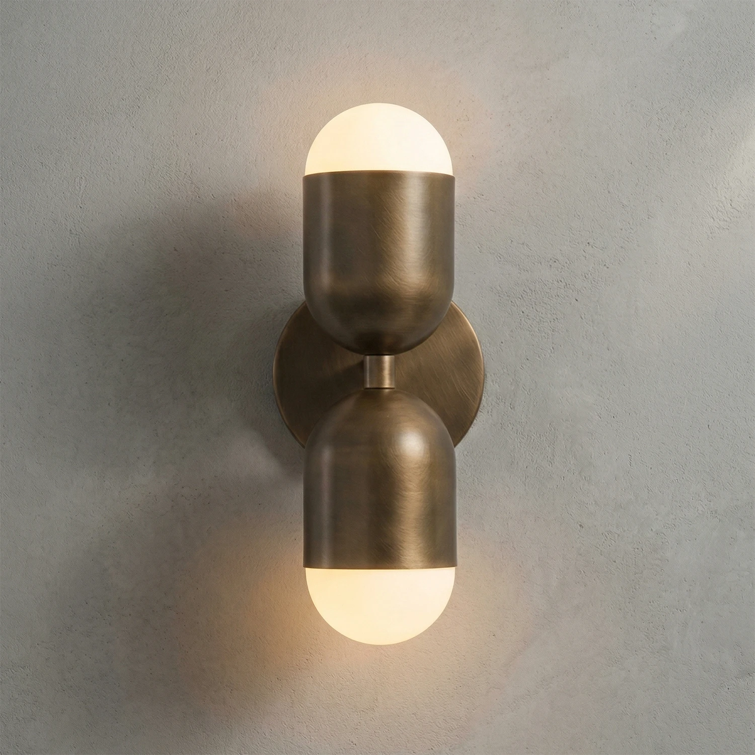 Fixed Down Brass Capsule Sconce - Textured Wall Illumination | HoaiLamp