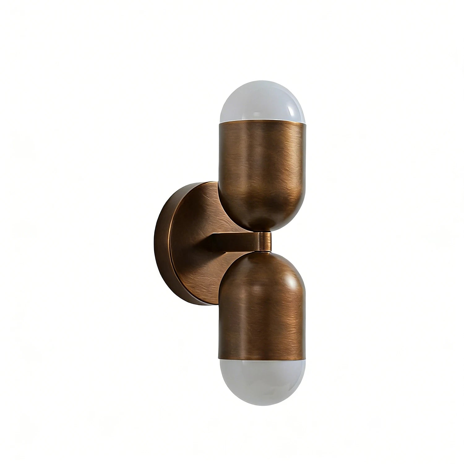 Fixed Down Brass Capsule Sconce - Dual Capsule Lateral Profile | HoaiLamp