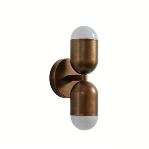Fixed Down Brass Capsule Sconce - Dual Capsule Lateral Profile | HoaiLamp