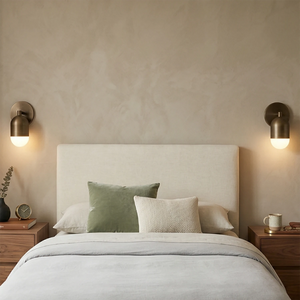 Fixed Down Brass Capsule Sconce - Balanced Master Bedroom| HoaiLamp