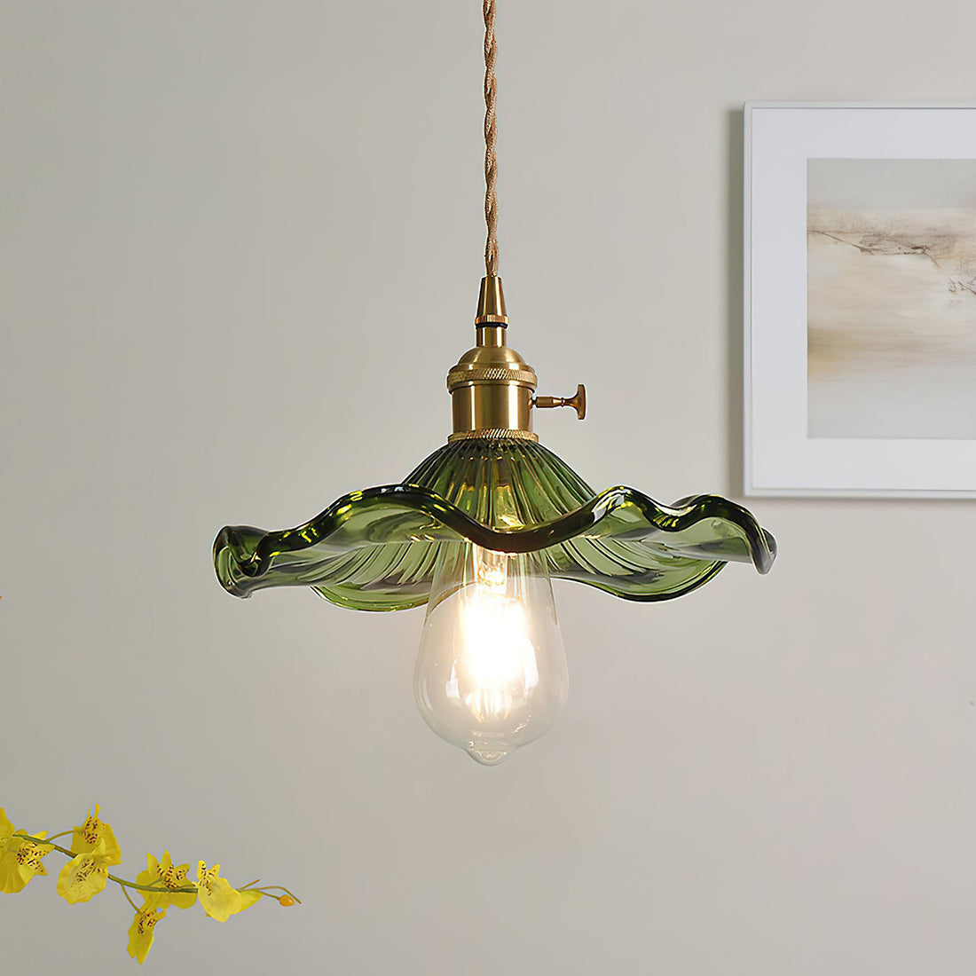 Floral Glass Pendant Light - view 2 | Hoailamp