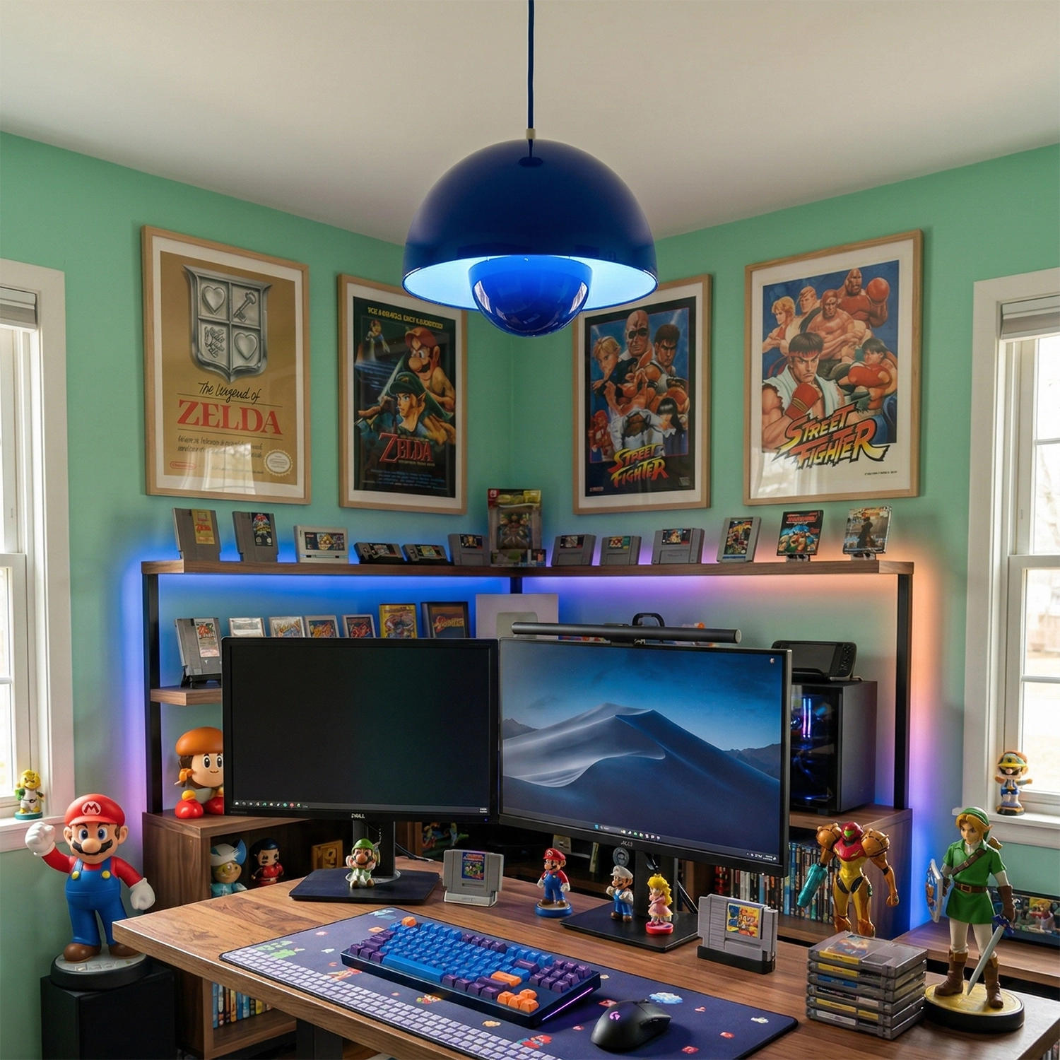 Flower Bud Pendant Light - Cyberpunk Gaming Desk Setup Dual Monitor Accent | HoaiLamp