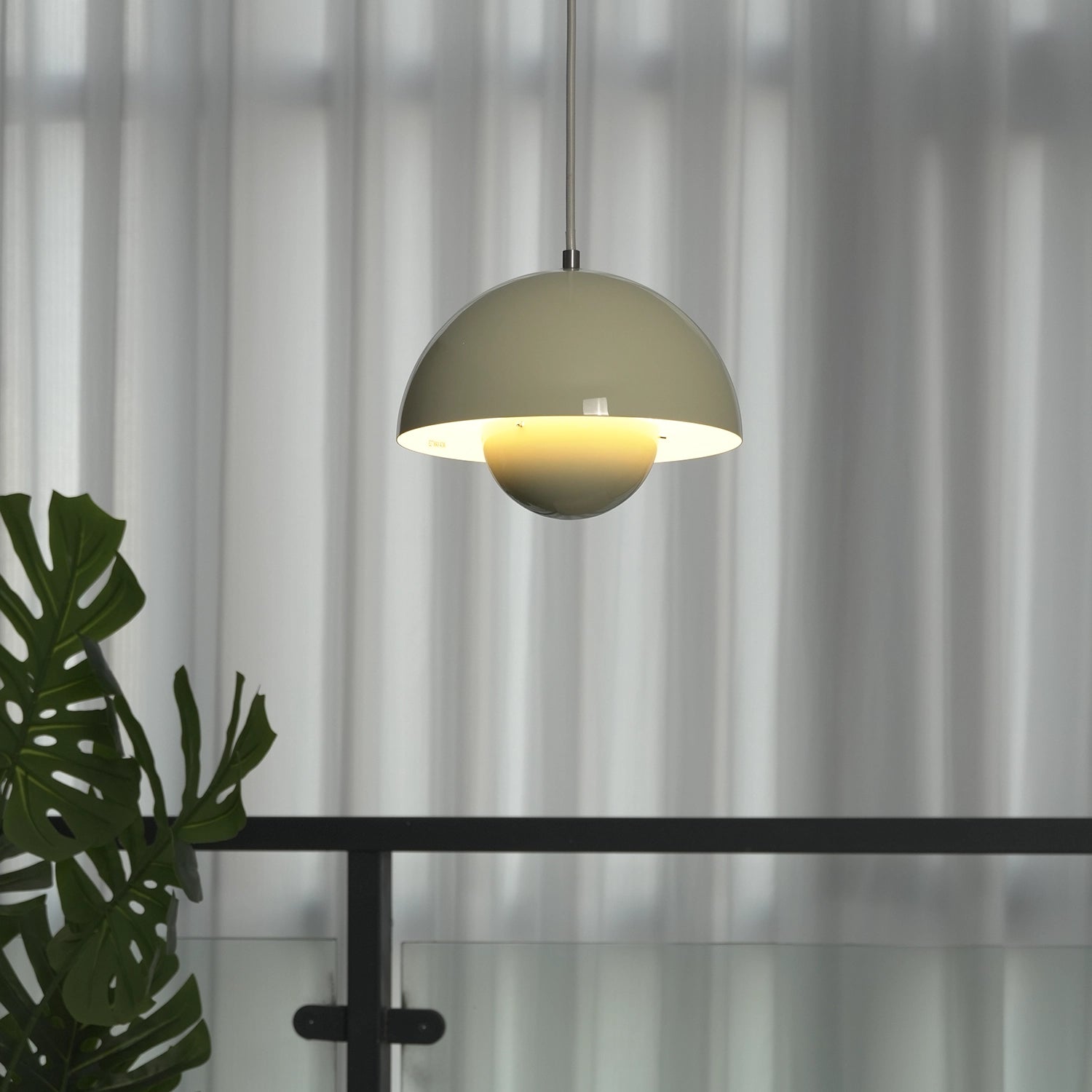 Flower Bud Pendant Light - Cozy Muted Sand Beige Balcony Garden Night View | HoaiLamp