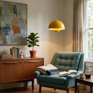 Flower Bud Pendant Light - Bright Mustard Yellow Aesthetic Living Room Lounge | HoaiLamp