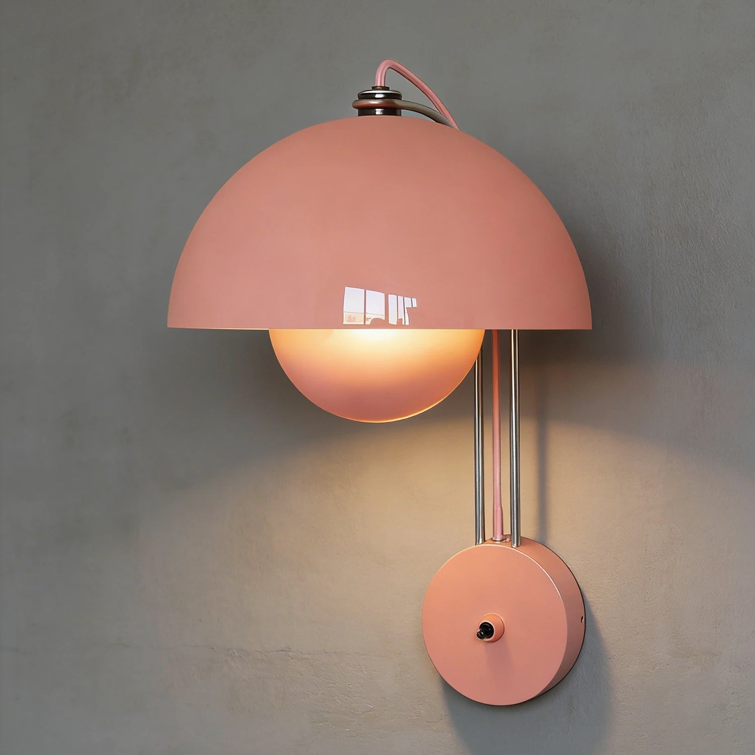 Flower Bud Wall Lamp - Dusty Rose Angled Glow Perspective | HoaiLamp