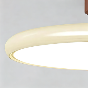 French Retro Cream Saucer Ceiling Lamp - Soft Acrylic Diffuser Rim Close-Up Detail | HoaiLamp