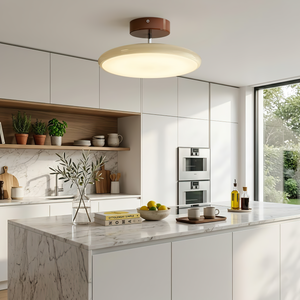 French Retro Cream Saucer Ceiling Lamp - Luxury Marble Island Kitchen Workspace Light | HoaiLamp