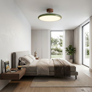 French Retro Cream Saucer Ceiling Lamp - Modern Elegant Green Bedroom Suite Illumination | HoaiLamp