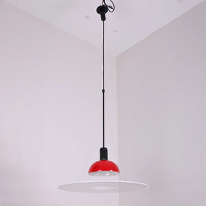 Frisbee Pendant Light - Vibrant Red Pop Art Profile | HoaiLamp