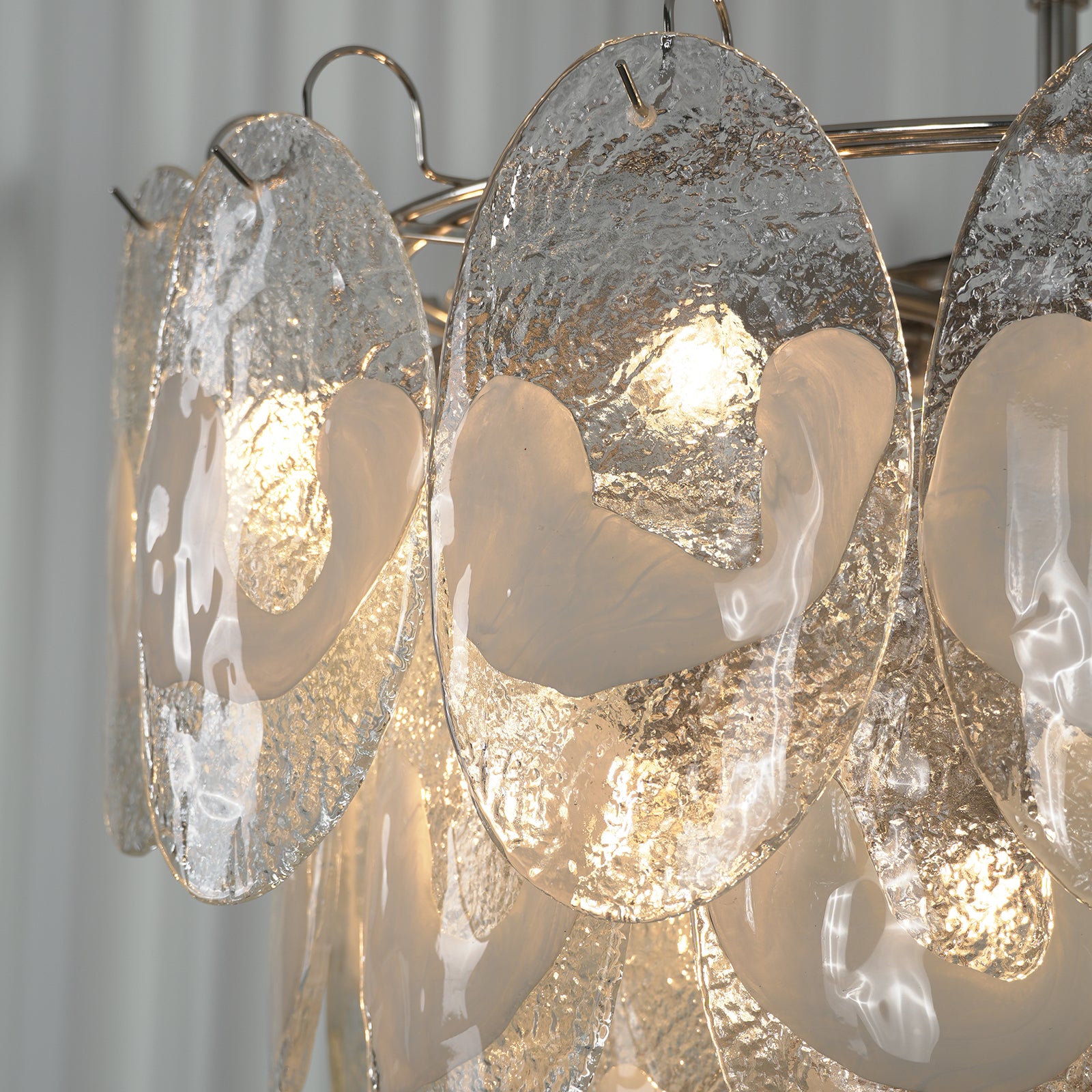Frostelle Murano Chandelier - Luminous Petal Close-up | HoaiLamp