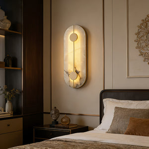 Geometric Capsule Natural Alabaster Wall Sconce - Cozy Bedside Mood Lighting | HoaiLamp