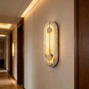 Geometric Capsule Natural Alabaster Wall Sconce - Minimalist Corridor Passage Lighting | HoaiLamp