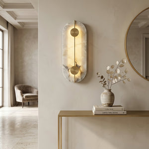 Geometric Capsule Natural Alabaster Wall Sconce - Refined Cream Toned Interior Design | HoaiLamp
