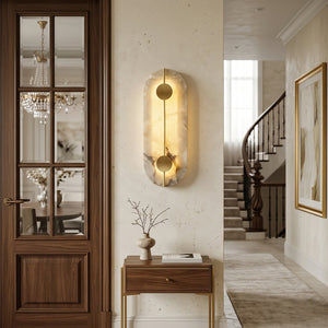 Geometric Capsule Natural Alabaster Wall Sconce - Traditional Hallway Gallery Decor | HoaiLamp