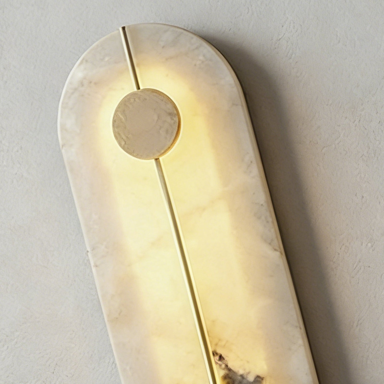 Geometric Capsule Natural Alabaster Wall Sconce - Translucent Veined Stone Texture | HoaiLamp