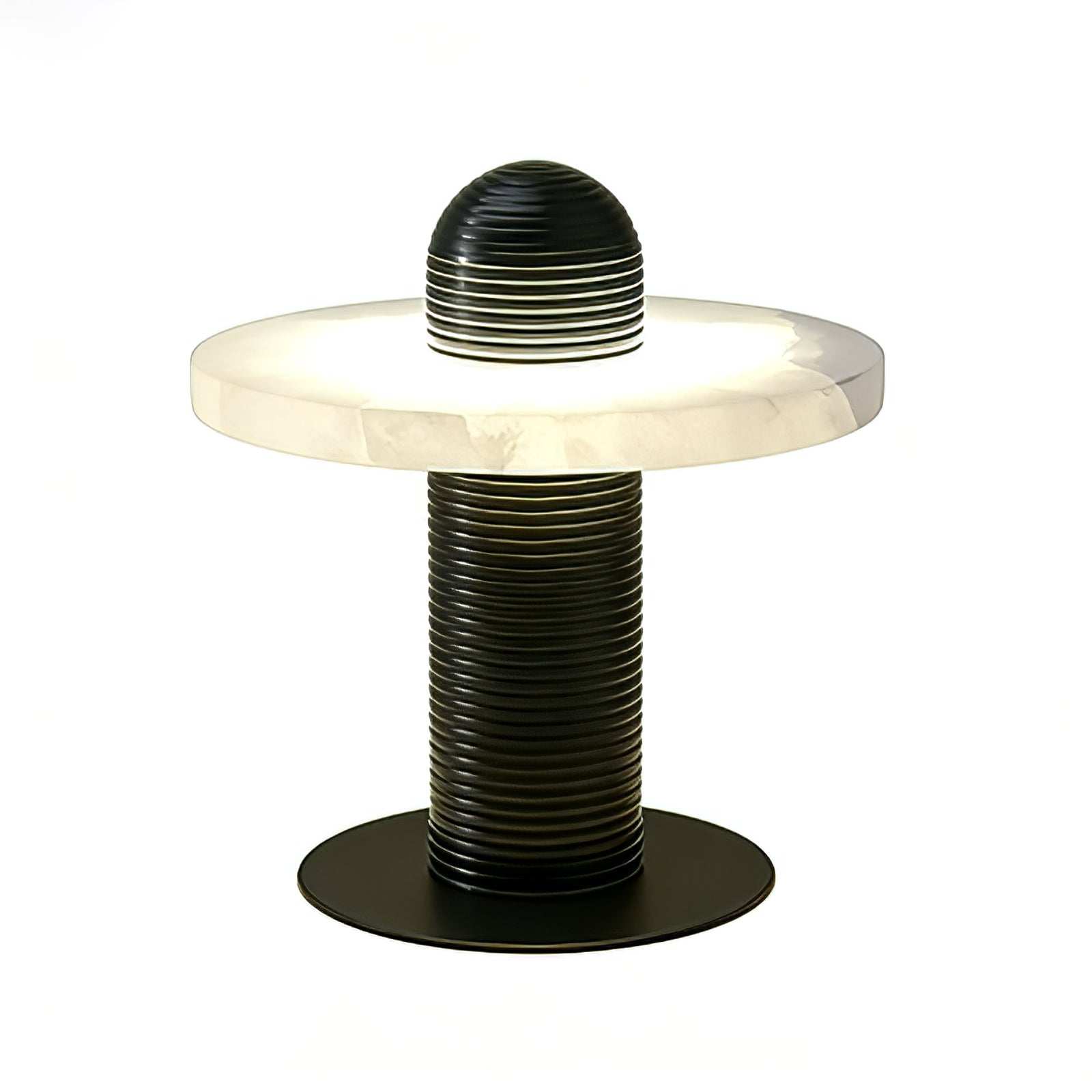 Geometric Layered Table Lamp - Matte Black Single Disk Isolated Studio Product SKU | HoaiLamp
