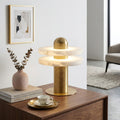 Geometric Layered Table Lamp - Mid-Century Walnut Credenza Ceramic Vase Coffee Set | HoaiLamp