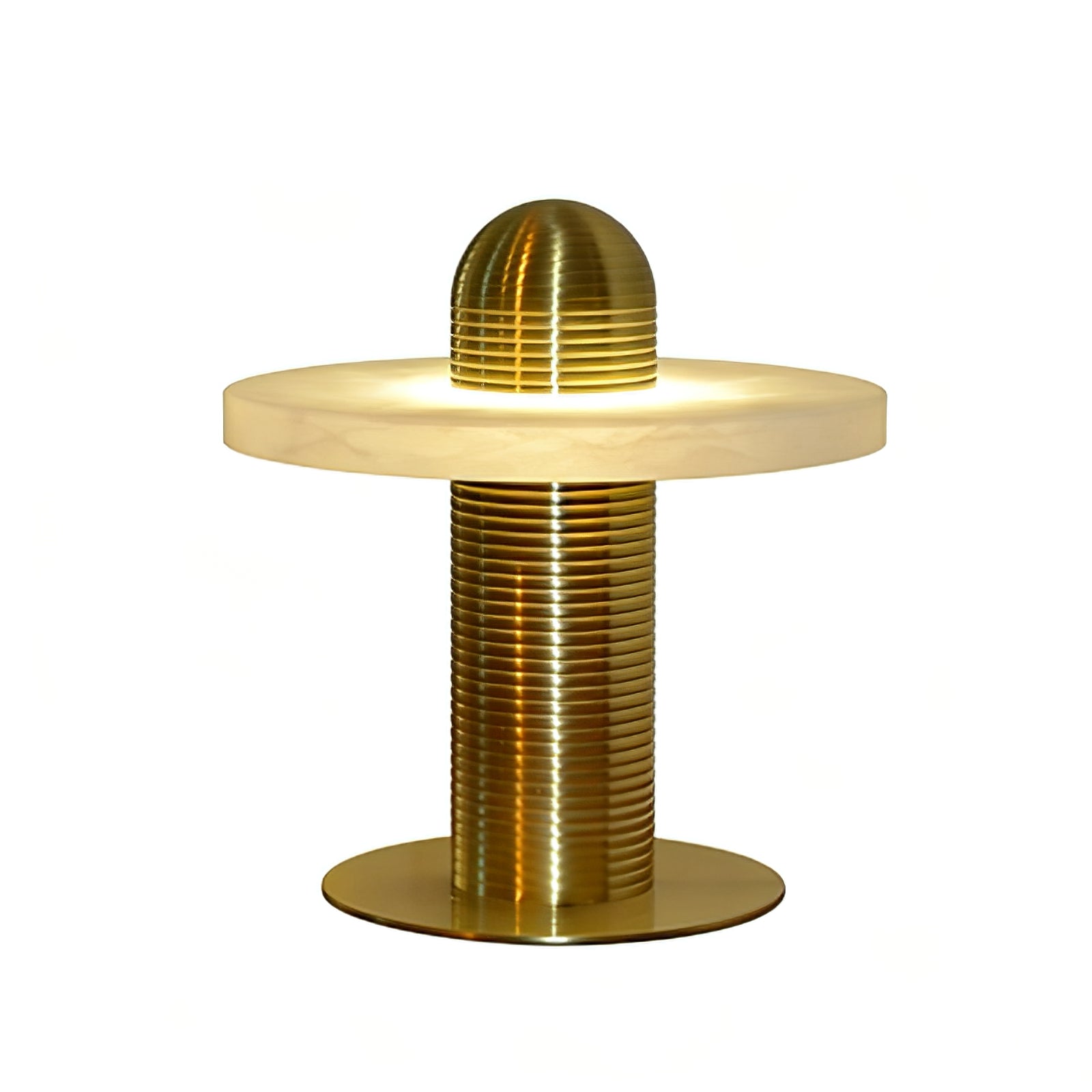 Geometric Layered Table Lamp - Brass Single Disk Isolated Studio Product SKU | HoaiLamp