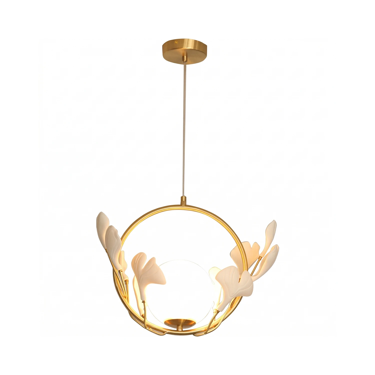 Gingko Pendant Lamp - Classic Brass Circle Silhouette | HoaiLamp