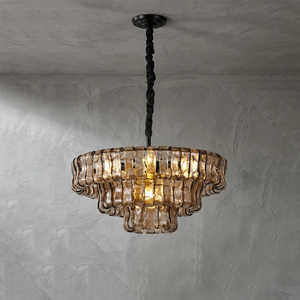 Glacii Ring Glass Chandelier - 3-Tier Smoke Glass Black Chandelier | HoaiLamp