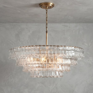Glacii Ring Glass Chandelier - 4-Tier Grand Clear Glass Gold Chandelier | HoaiLamp