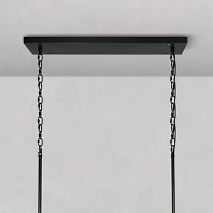 Glacii Ring Glass Chandelier - Matte Black Linear Suspension Mount | HoaiLamp 