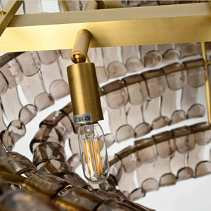 Glacii Ring Glass Chandelier - Brass Socket & Filament Bulb Detail | HoaiLamp