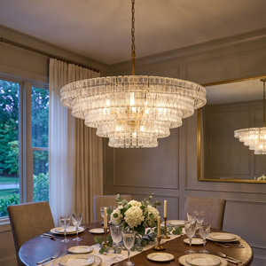 Glacii Ring Glass Chandelier - Elegant Traditional Tiered Crystal Ceiling Light 