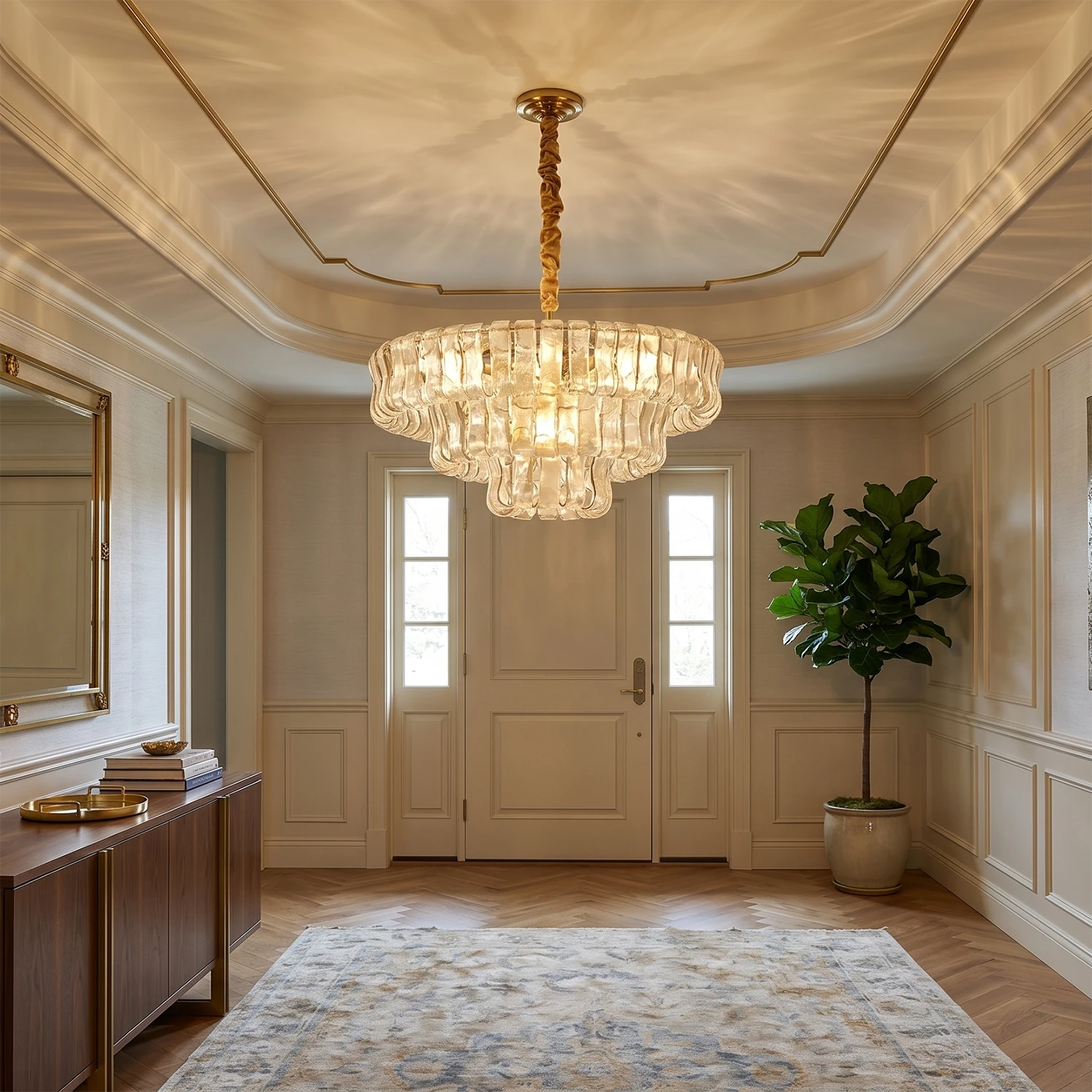 Glacii Ring Glass Chandelier - Grand Entryway Foyer Chandelier