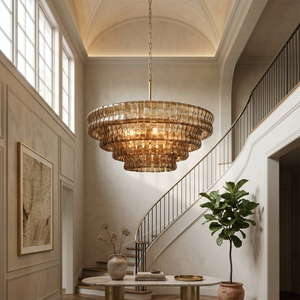 Glacii Ring Glass Chandelier - Luxurious Foyer Tiered Smoke Light