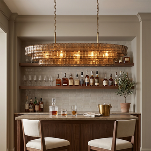Glacii Ring Glass Chandelier - Sophisticated Linear Smoke Glass Bar Light